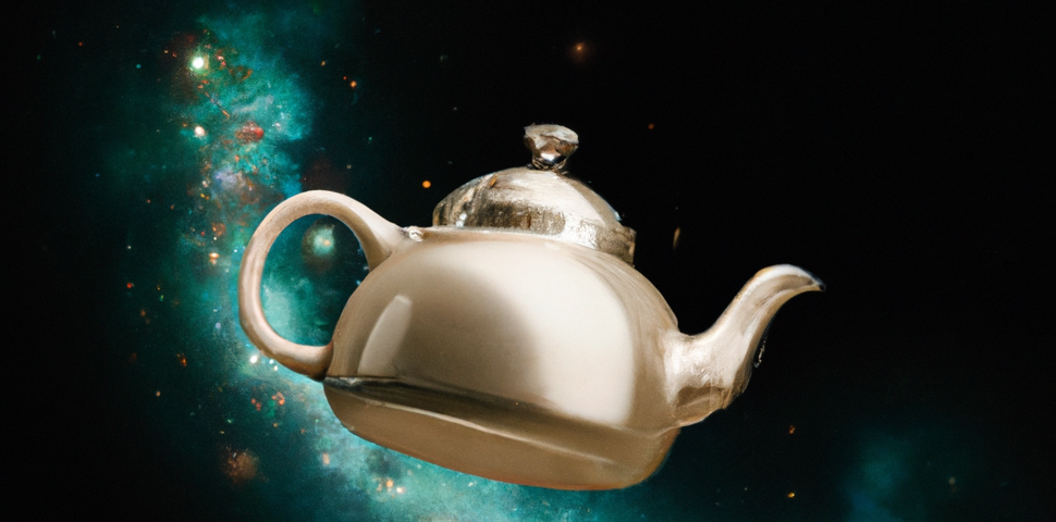 teapot floating in space