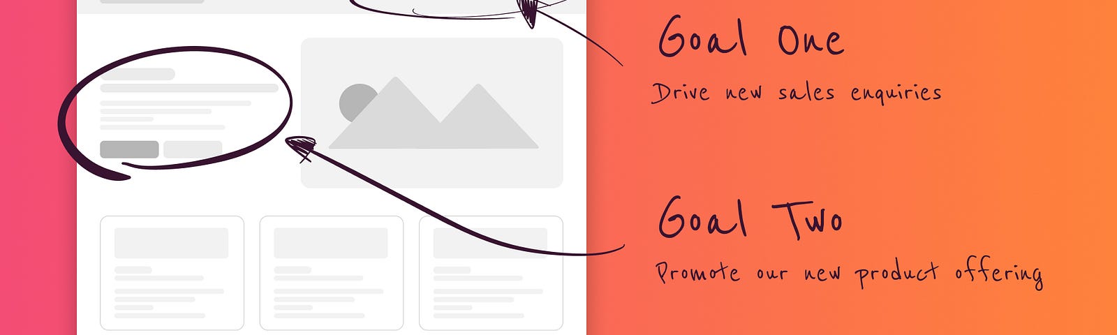 Example of defining product goals: desktop screen with three goal objectives detailed