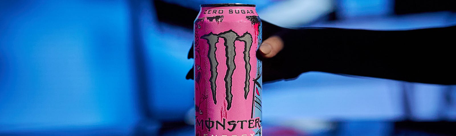 The new Monster Energy Ultra Fantasy Ruby Red flavor can is pictured, specially designed by acclaimed artist Pinky Taylor.