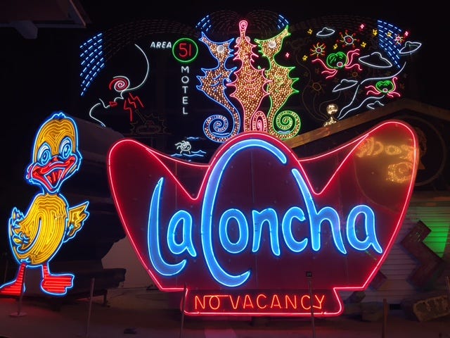 An image of the La Concha sign from the Neon Museum in Las Vegas.