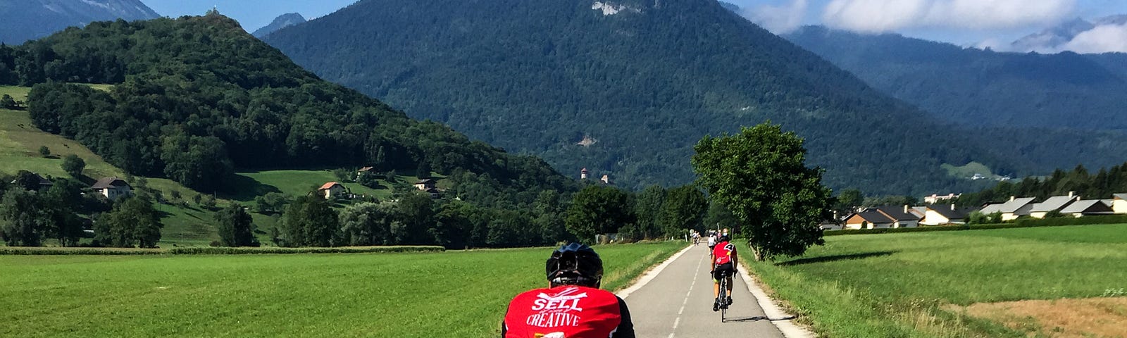 The author photographed this cyclist riding on the bike trail to Annecy, near the French Alps, in August 2015. A week later, the author participated in the Paris-Brest-Paris (PBP) ultra-distance bicycle ride (1,200 km distance and 90-hour time limit). Part of the PBP route that year followed the route of the 2015 Tour de France, held in July.