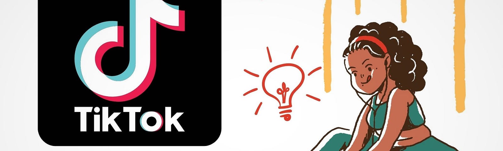 TikTok logo with ideas inspiring a writer on a laptop.
