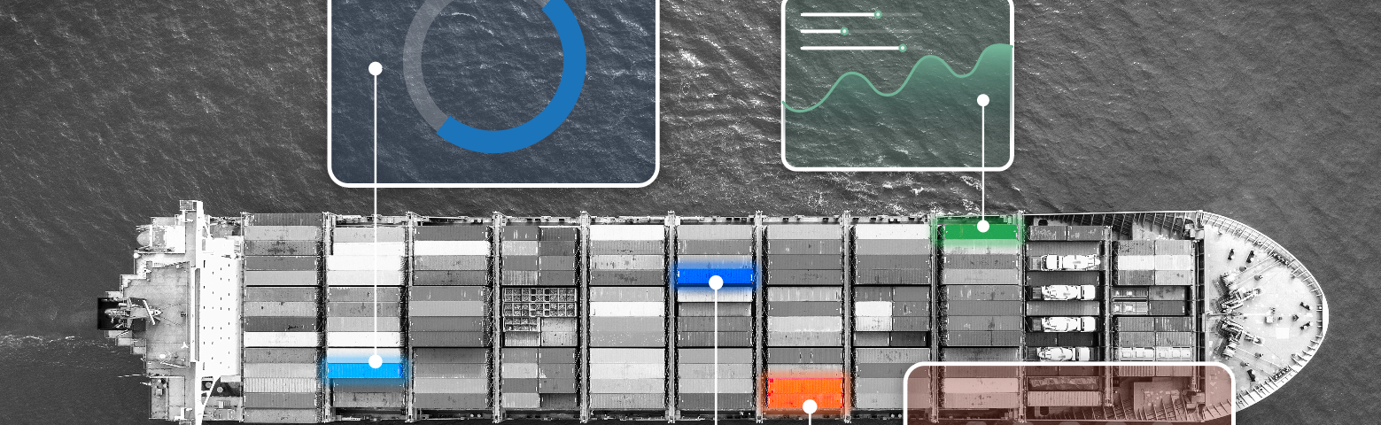 A contianer ship carrying many containers, some of which are smart