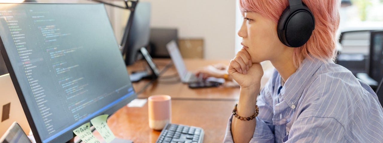 Open Source Developer at her Workstation