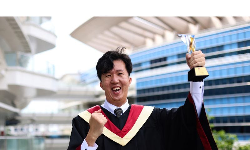 A driven individual recognized as a top graduate at the ITE College East Graduation Ceremony 2022.