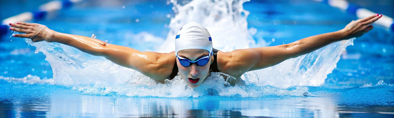 Female swimmer in Olympic pool.