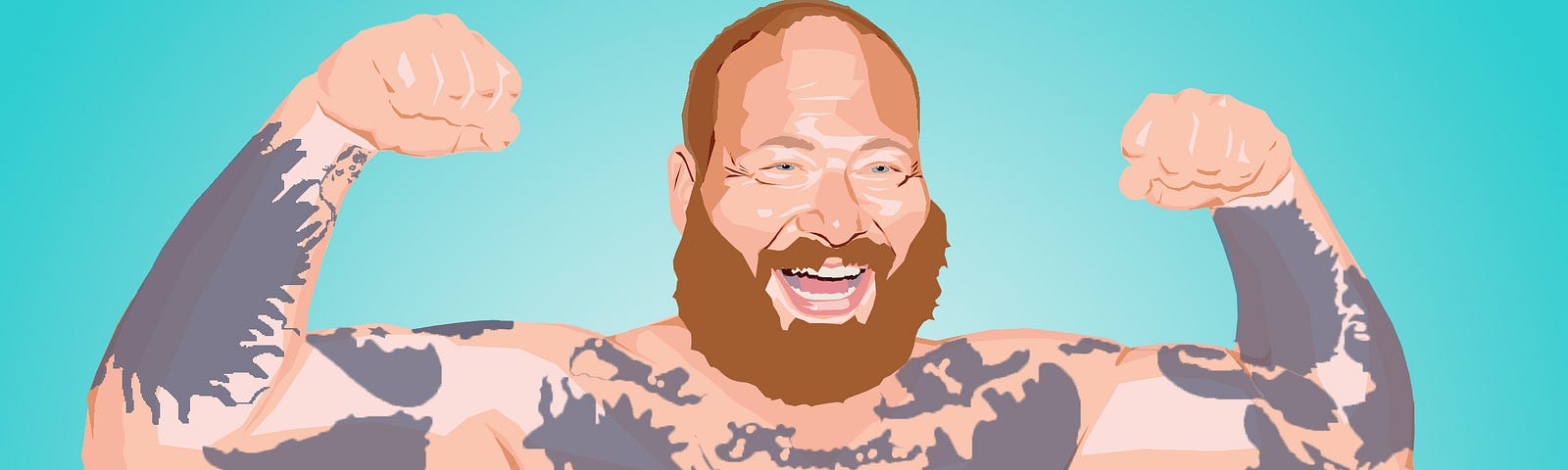 Action Bronson flexing with tattoos, artwork for album review of Well Done