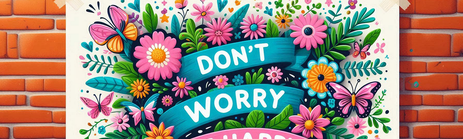 Image of a watercolor banner that says, Don’t Worry, Be Happy.