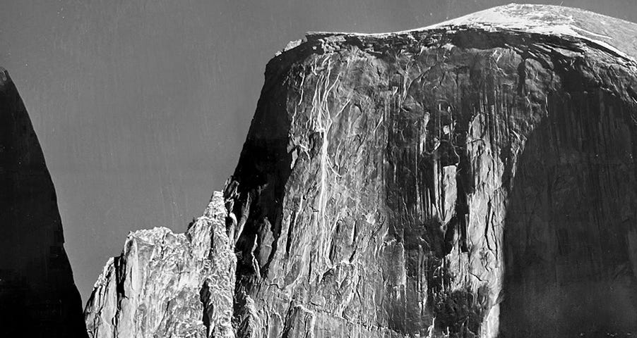 Moon and Half Dome photo by Ansel Adams