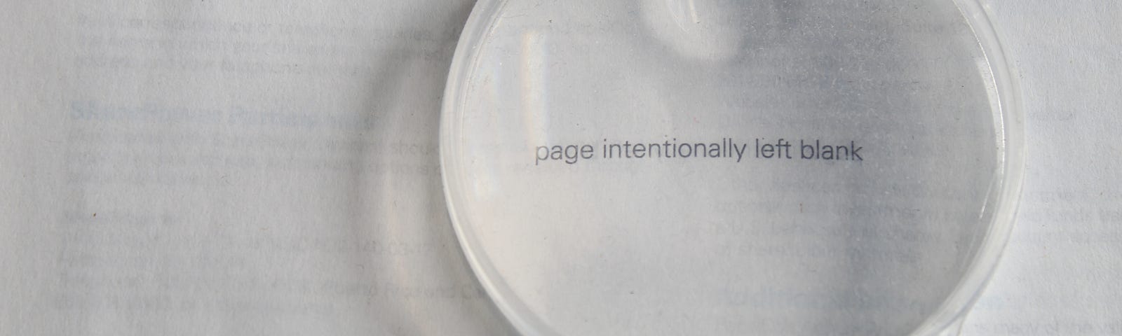 photo of a page saying “page intentionally left blank”