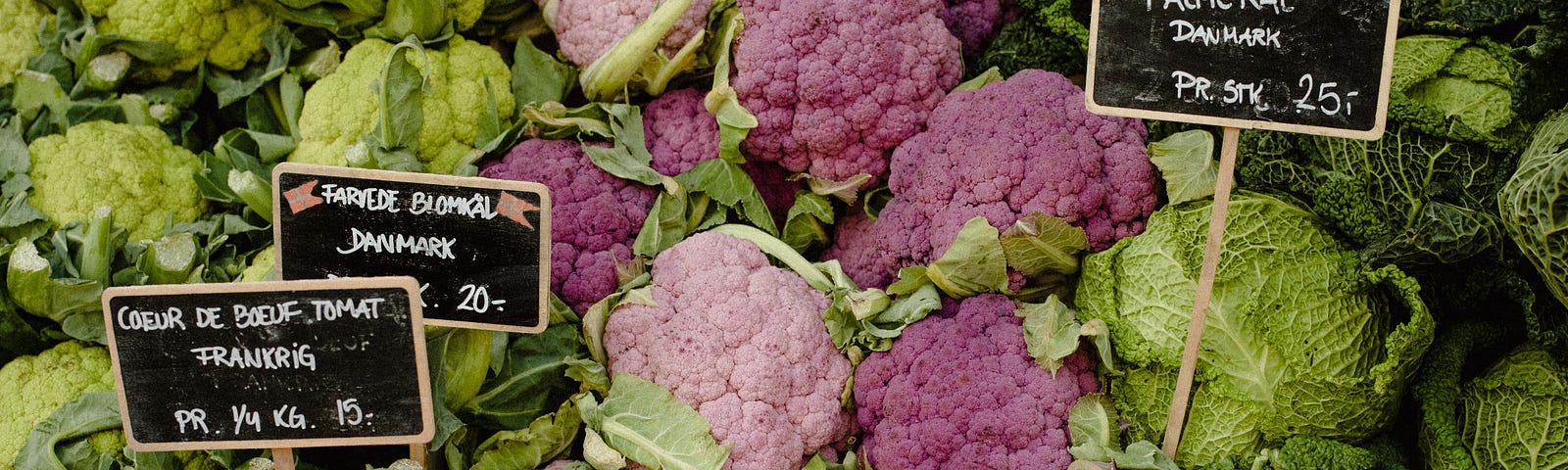 Cauliflower in a farmers market.