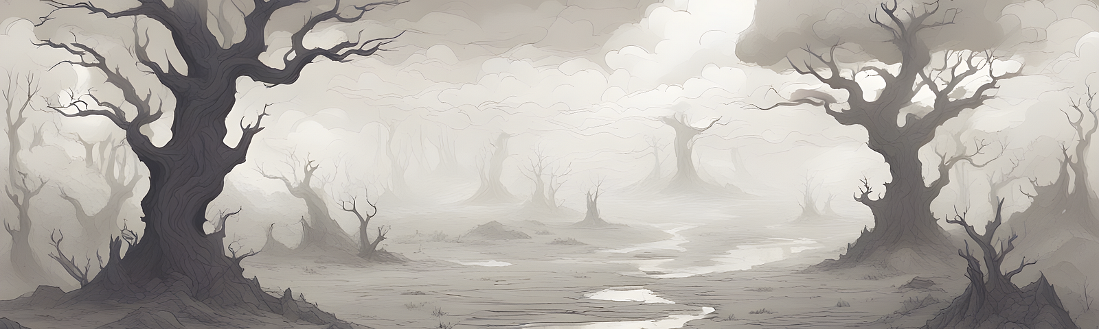 a muddy foggy fantasy landscape