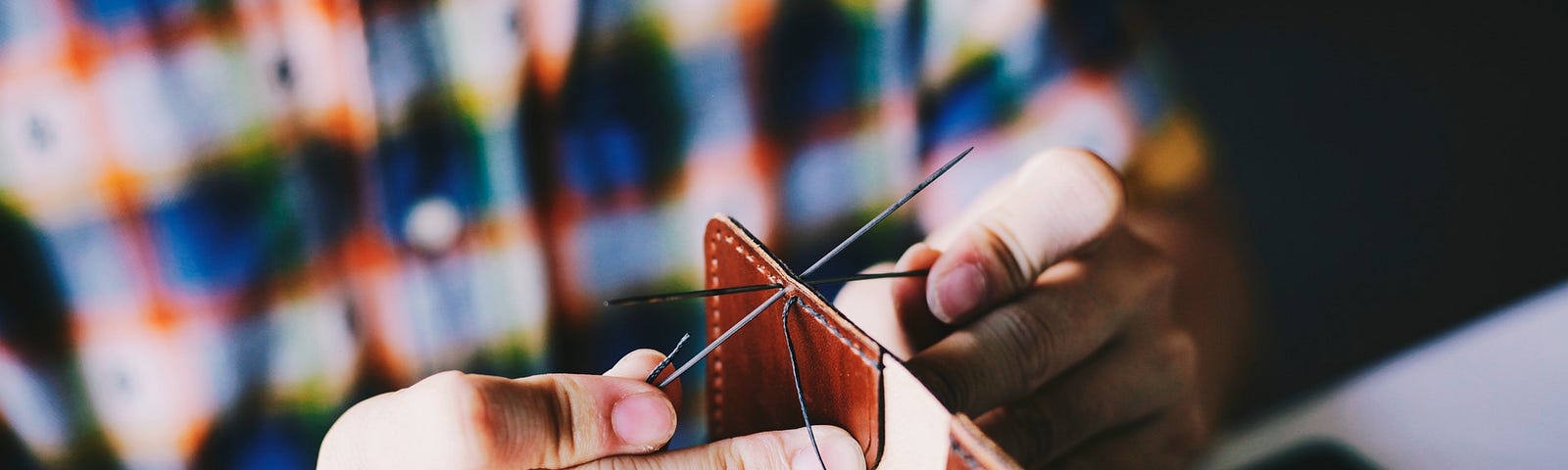 maker creates leather product