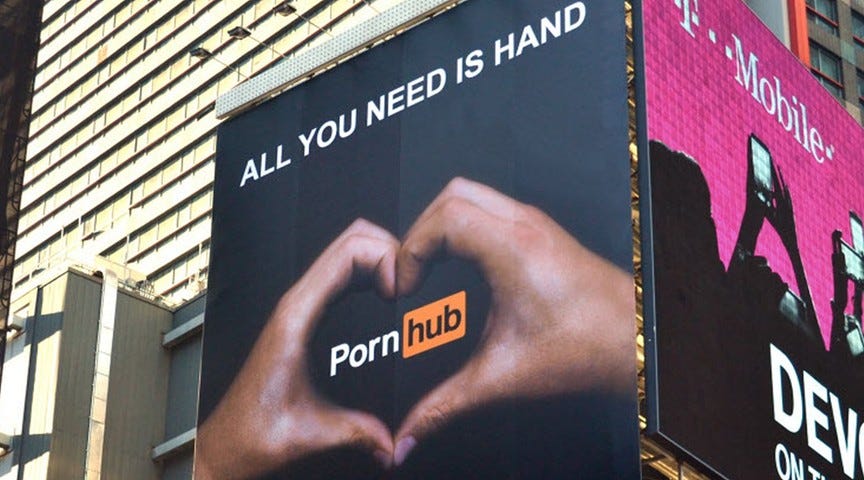 Porn Hub bought a billboard in New York’s Times Square promoting their site. Photo courtesy of the Verge.