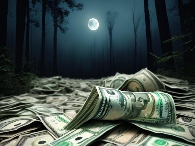 money in a dark forest