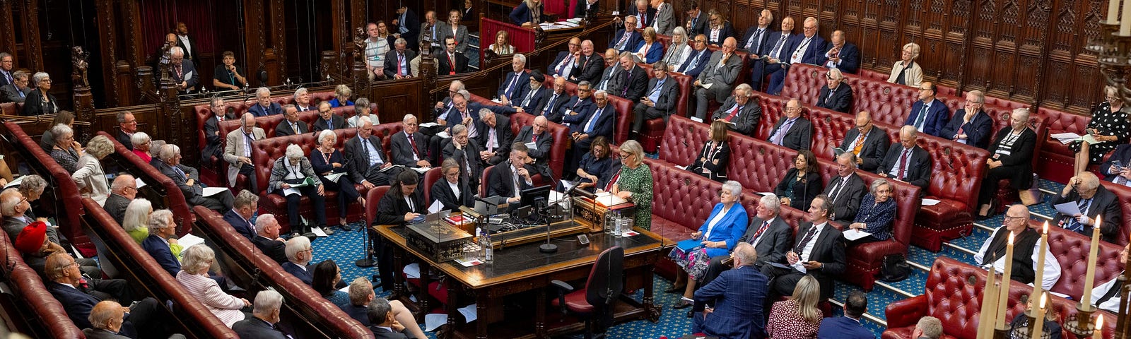 A photograph of a debate at the House of Lords in the Parliament of the UK during July 2023.