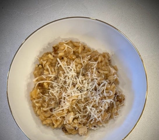 Mushroom and chicken risotto. Photo by author