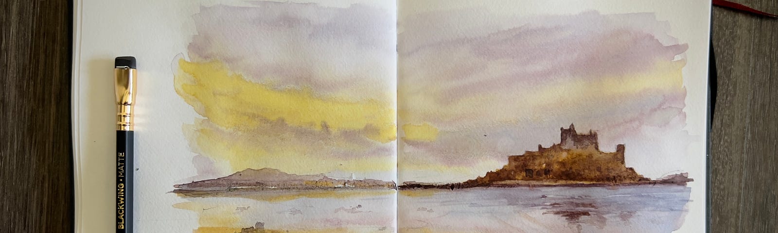 Watercolour painting of St Michael’s Mount, Cornwall