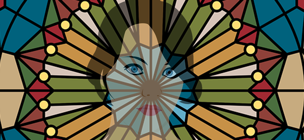 illustration of face in stained glass