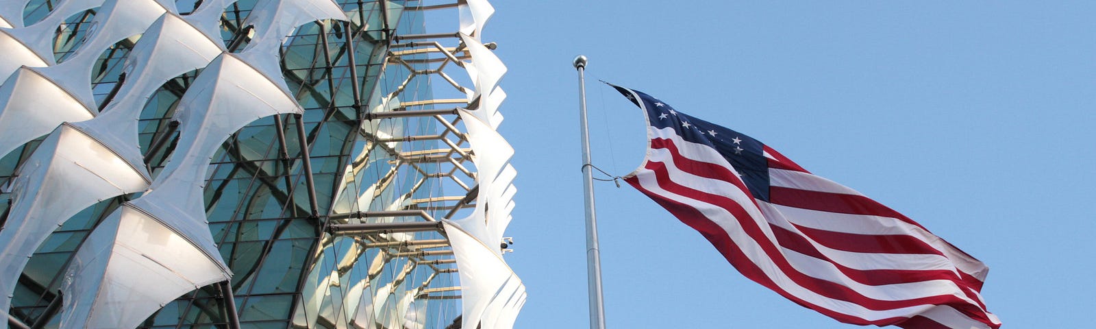 American flag flies outside U.S. Embassy in London