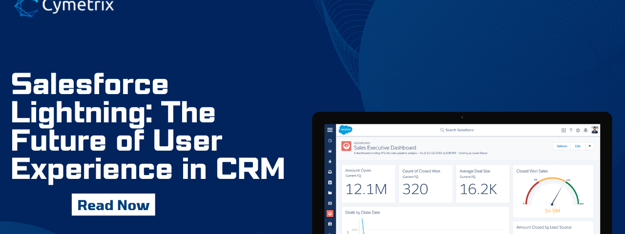 The image displays title of the blog “Salesforce Lightning: The future of User Experience in CRM”