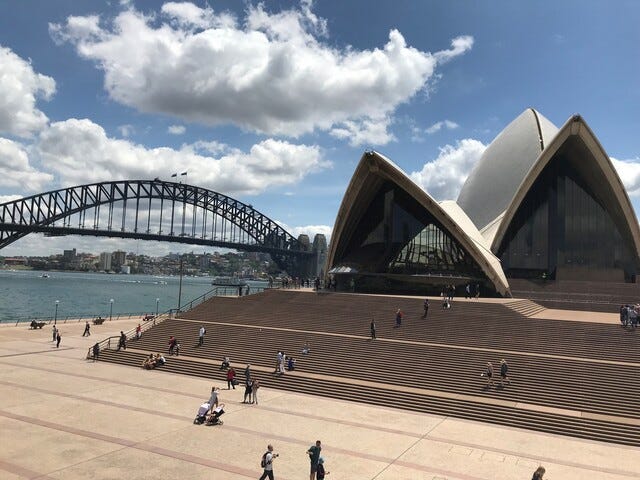 The Sydney Harbour Bridge and Sydney Opera House.