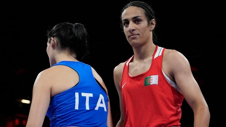 Imane Khelif from Algeria v/s Angela Carini from Italy in Paris Olympics 2024. Credits: Reuters