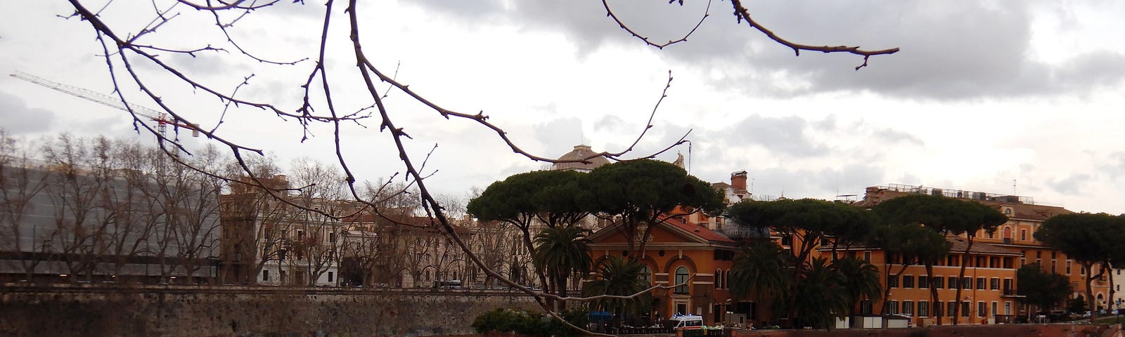 Rome’s Isola Tiberina on an overcast evening