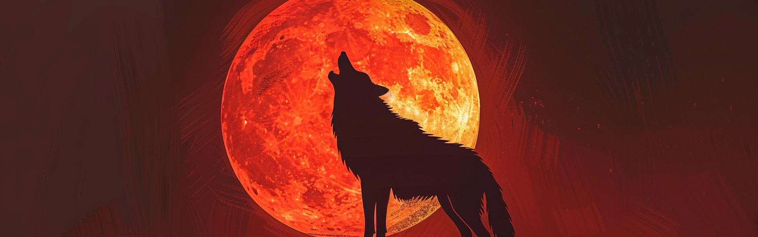 A wolf howling at the moon