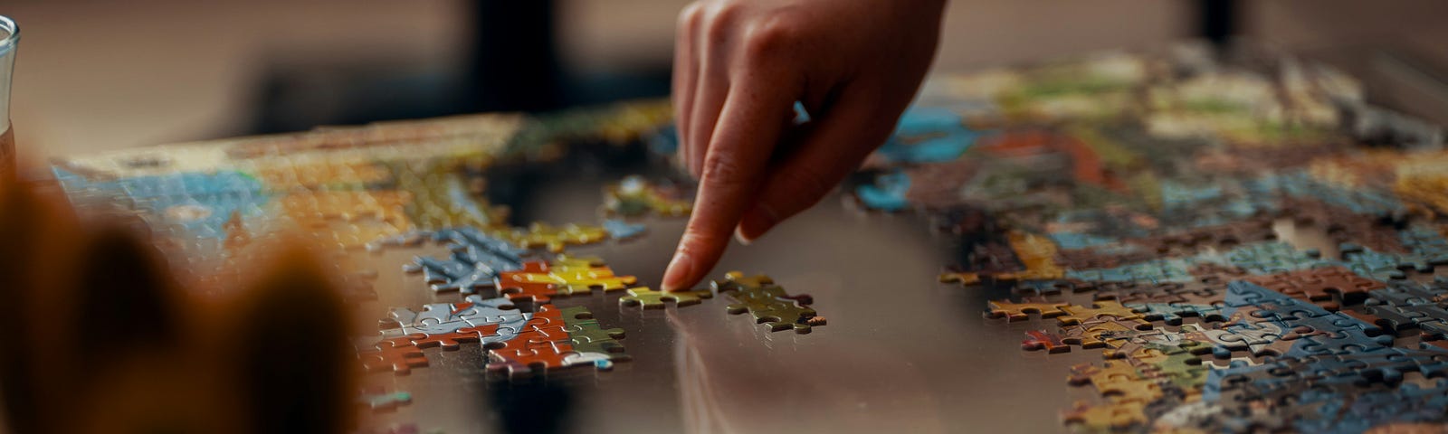 Person making a puzzle