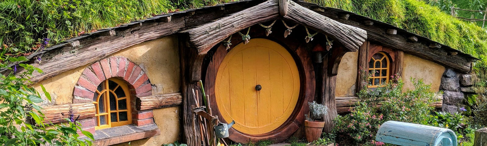 Photo of a hobbit home in the earth