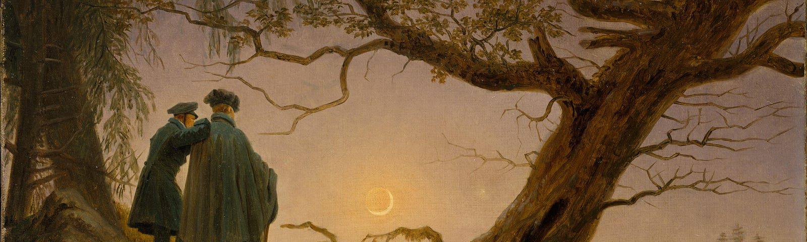 The painting of Caspar David Friedrich — Two Men Contemplating the Moon. Be witness and you become part of it.