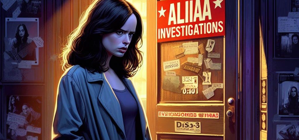 Jessica Jones Netflix’s show had her PI agency Alias Investigations, an AI image of it
