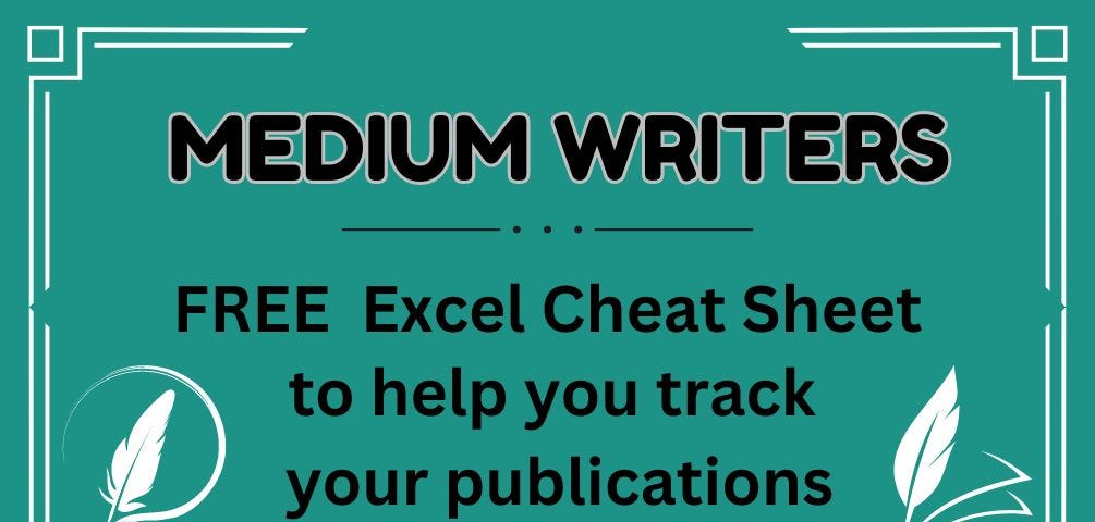 Medium writers free cheat sheet for pubs