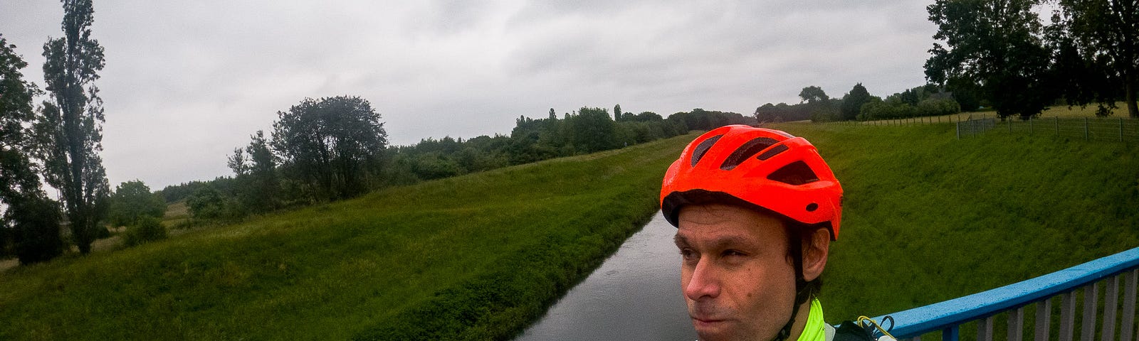 A quick stop taking in the peaceful morning views about halfway through my first outdoor ride. Dinslaken, Germany, June 2, 2024.