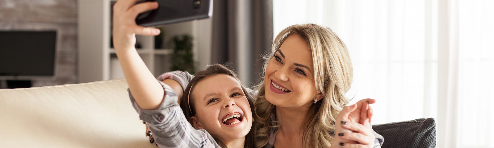 Selfie mother and daughter