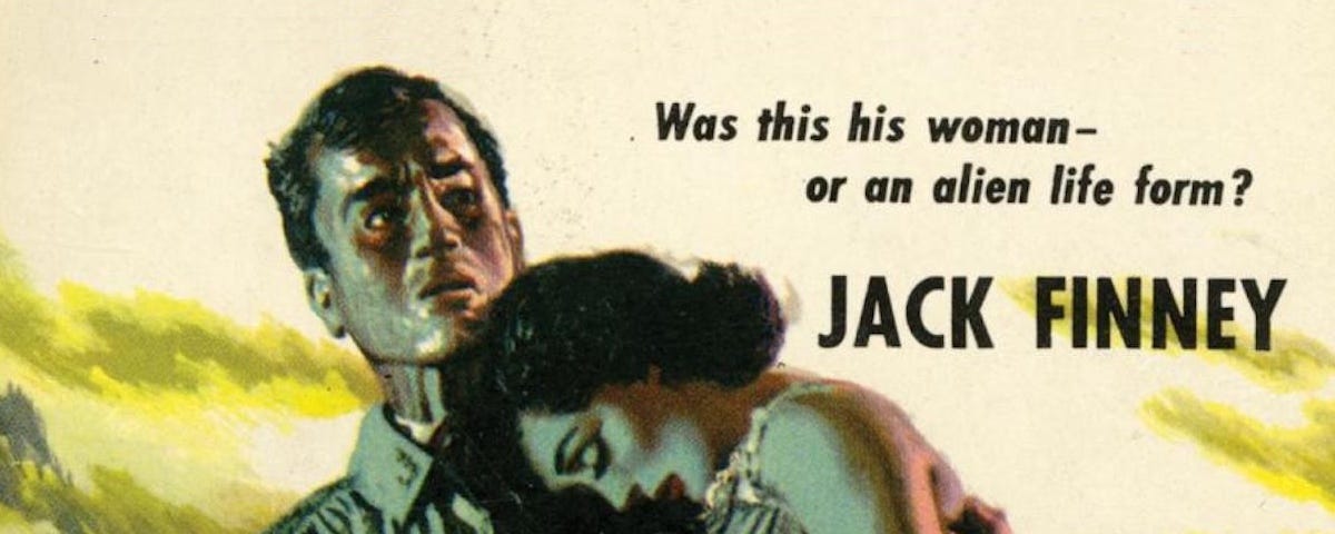 Detail from the first edition book cover of INVASION OF THE BODY SNATCHERS. Author: Jack Finney.