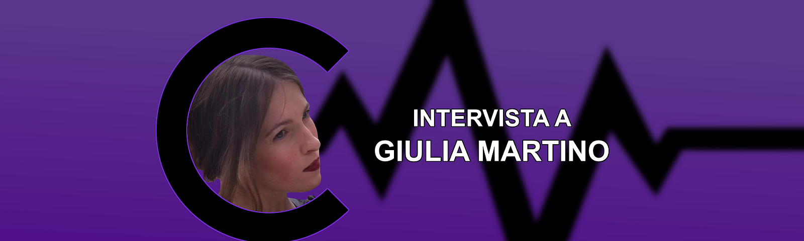 Copertina dell’intervista a Giulia Martino, con il suo viso ritagliato sul logo di Frequenza Critica