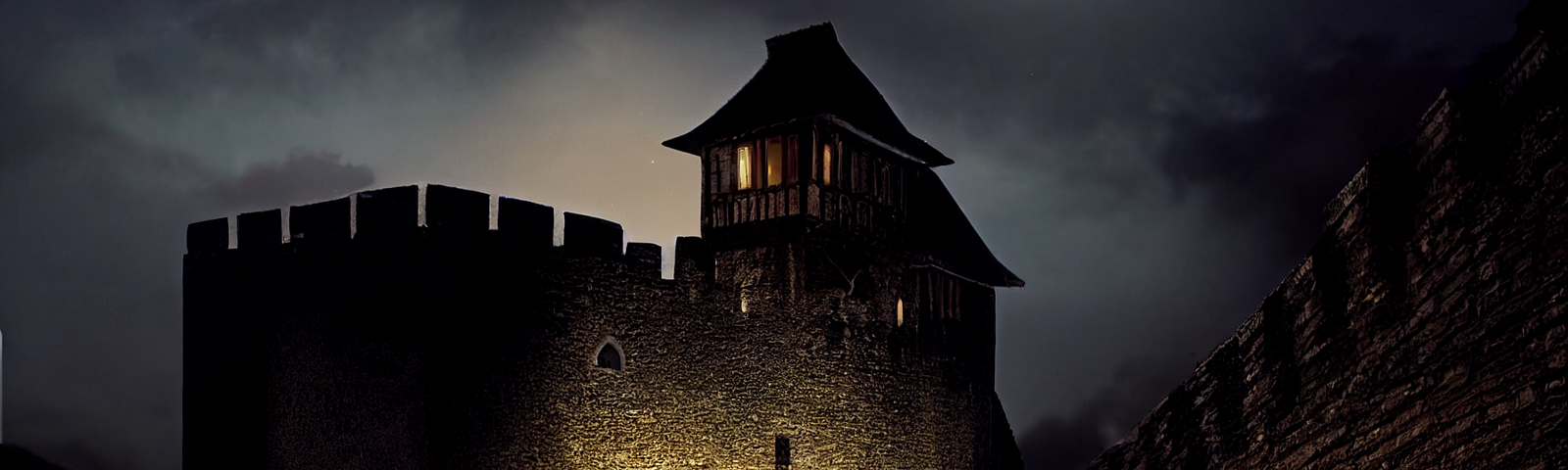 A medieval castle by moonlight