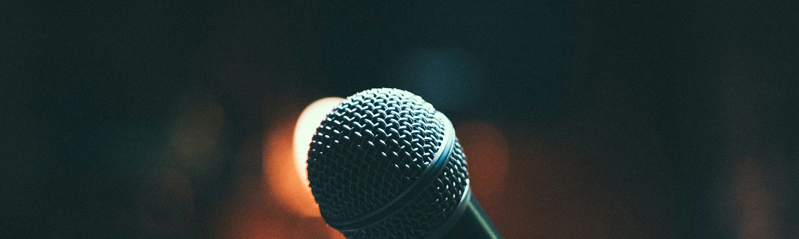 A microphone detail against a blurred background.