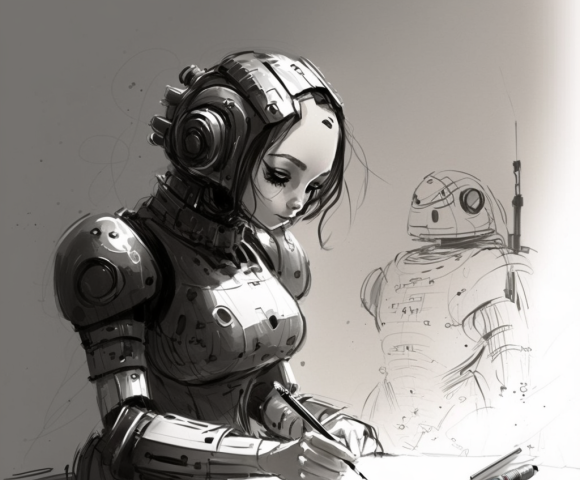 Female robot writer- Imagined by AI