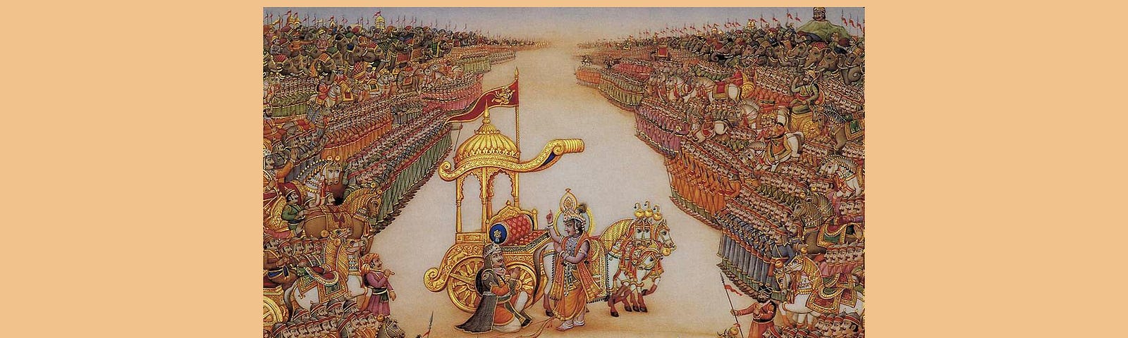 Krishna narrating Bhagwad Gita to Arjun