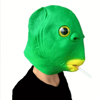 funny cigarette-smoking fish mask