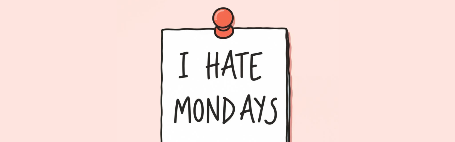 Post-it note with text “I hate Mondays”