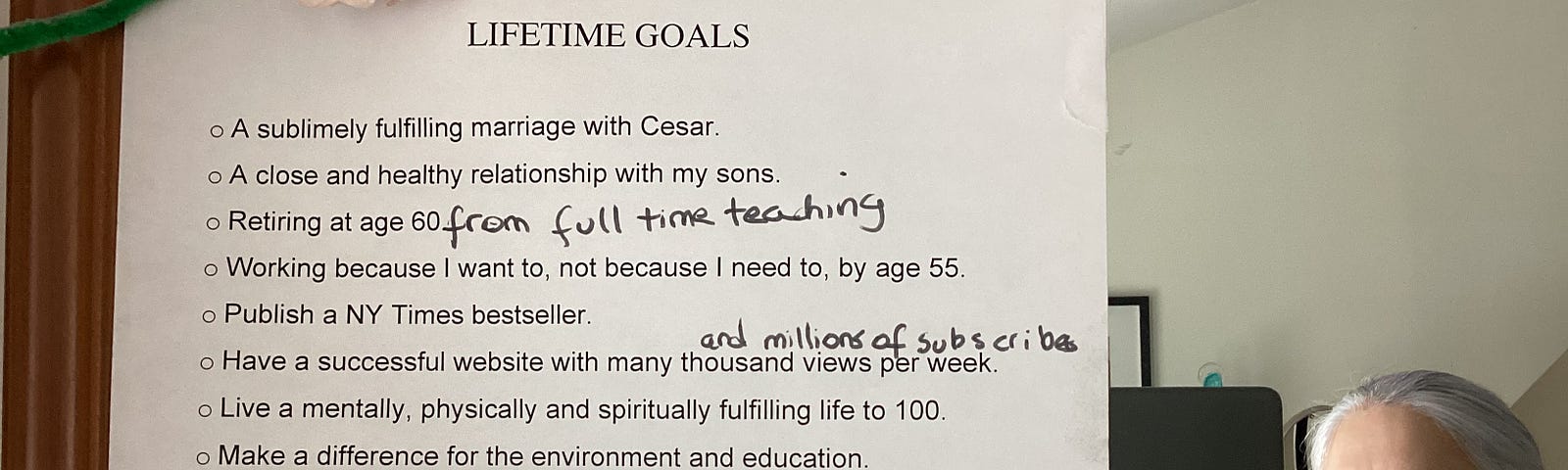 List of lifetime goals