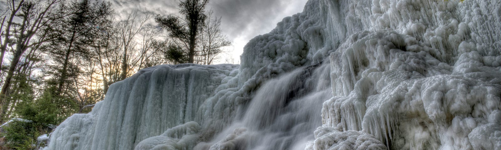 waterfall frozen in motion-cascading down