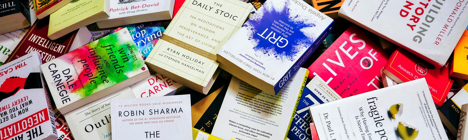 A pile of self-help books.