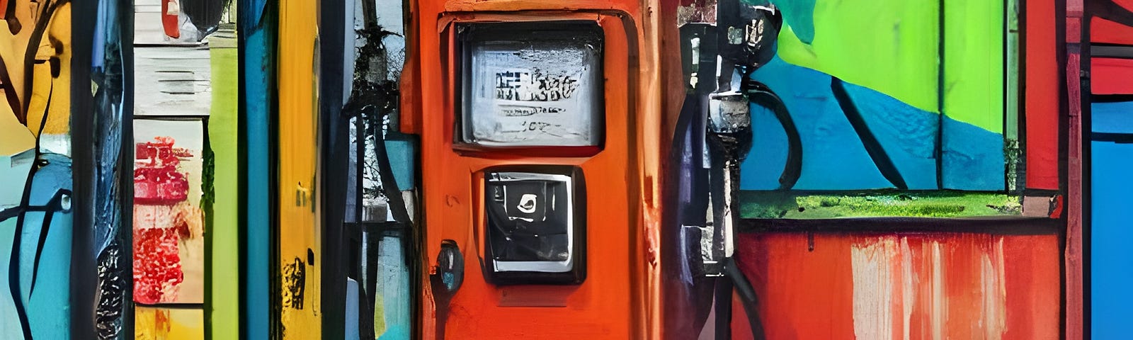 colorful fuel pump at a gas station