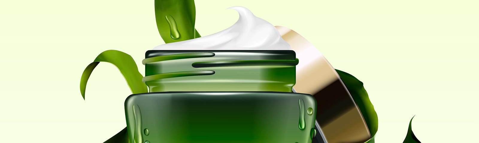 Illustration of a jar with cream and seaweed around it