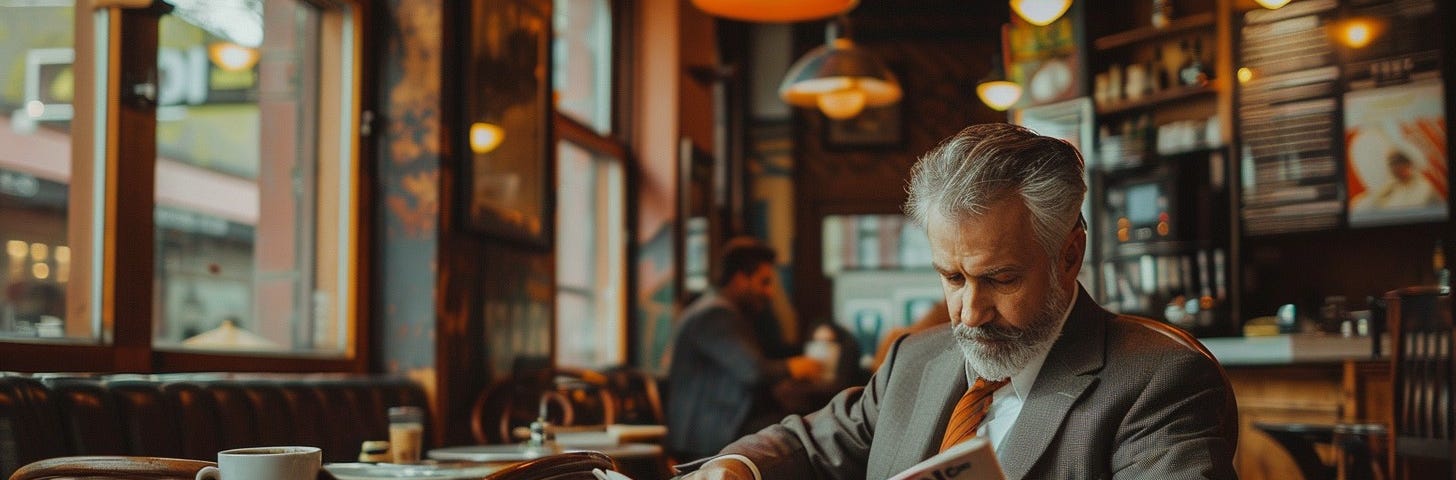 a man reading a newspaper